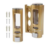 Helilyco Dispenser di sapone a parete a 2 teste, shampoo, gel doccia e sapone liquido ABS, accessorio da bagno, oro rosa/nero/oro, 21,5 x 14 x 9 cm