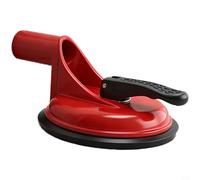 Helilyco Fermaporta in lega di alluminio senza trapano con ventosa da 122 mm, impugnatura ergonomica antiscivolo, cuneo di sicurezza portatile silenzioso per uso domestico e alberghiero, colore rosso