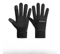 Helilyco Guanti termici da ciclismo impermeabili da uomo e donna, antivento, antiscivolo, foderati in pile, con punte compatibili con touchscreen, dettagli riflettenti, confezione da 2