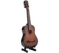 Helilyco Legno per Mini Chitarra Classica Modello con Stand 15cm x 5.5cm x 1.9cm Dettaglio Realistico con Corde e Tasti Marrone Home Decor Music Lovers
