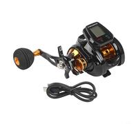 Helilyco Mulinello da pesca digitale da baitcasting 6.3:1 con contatore di linea, allarme morso ricaricabile USB, 5+1 BB mano sinistra