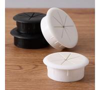 Helilyco Passacavo flessibile da scrivania, 60 x 20 mm, copertura per foro per cavi per ufficio e casa, facile da installare, confezione da 2, bianco