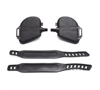 Helilyco Pedali per cyclette con kit di cinghie per spin bike e cyclette da interni, con gabbia e clip per dita (A)