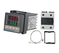 Helilyco REX-C100 Regolatore di temperatura PID con termocoppia K e SSR 25A, per relè a stato solido, gamma 0-1300 °C, compatibile con dissipatore di calore