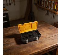 Helilyco Scatola portaoggetti in plastica a 2 strati, resistente, resistente all'usura, con doppio scomparto per auto, casa, officina, giallo (piccolo)