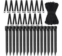 Helilyco Set di 15 picchetti per albero con corda da 40 m e cinghie, supporto per ancoraggio contro vento e tempesta, colore: nero