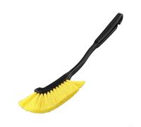 Helilyco Spazzola per il dettaglio delle ruote e dei cerchioni dell'auto con manico in plastica a testa curva per una pulizia profonda flessibile di camion e ruote auto, giallo, 28 x 10 x 3 cm