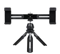 Heliora Kit video multifunzionale per smartphone, con treppiede universale da tavolo per telefono con doppio supporto per telefono e 4 supporti Cold Shoe per vlogging, streaming live, insegnamento