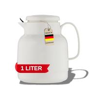 Helios Mondo - Caraffa termica in plastica con colino, 14,2 x 13,6 x 19,3 cm, colore: Bianco