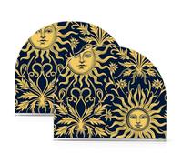 Helios - Portatovaglioli in acrilico con motivo floreale dorato blu scuro per feste, matrimoni, eventi, autoportanti, per tovaglioli, decorazione per la casa