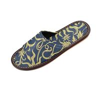 Helios Sun Oro Motivo Floreale Blu Scuro Pantofole da Bagno per Uomo Donna Indoor Outdoor Riutilizzabili Morbido para Personalizado Slides Sandali per Piscina, Hotel, Viaggi sandalias de verano para