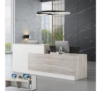 Heliosrider Banco Cassa, Bancone Cassaon Cassetto Serrabile e Passacavi, Mobile Cassa in Legno per Negozio e Ufficio, Adatto pernegozi, Uffici, Reception(White B,86.61"/220cm)