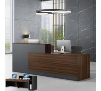 Heliosrider Banco Cassa, Bancone Cassaon Cassetto Serrabile e Passacavi, Mobile Cassa in Legno per Negozio e Ufficio, Adatto pernegozi, Uffici, Reception(Black B,78.74"/200cm)