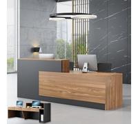 Heliosrider Banco Cassa, Bancone Cassaon Cassetto Serrabile e Passacavi, Mobile Cassa in Legno per Negozio e Ufficio, Adatto pernegozi, Uffici, Reception(Black A,102.36"/260cm)