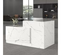 Heliosrider Bancone Negozio Bancone Reception Bancone Cassa Tavolo da Reception con Vassoio per Computer per Supermercato Hotel Beauty Salon Negozio di Abbigliamento(White R)