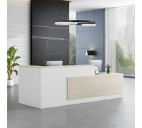 Heliosrider Bancone Negozio Moderna Bancone Reception Reception Ufficio Banco Cassa Multifunzionale per Ufficio Saloni Registratori di Cassa O Reception(Wood White-R,220 * 60 * 105CM)