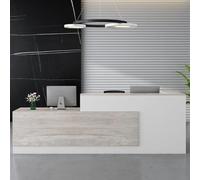 Heliosrider Bancone Negozio Moderna Bancone Reception Reception Ufficio Banco Cassa Multifunzionale per Ufficio Saloni Registratori di Cassa O Reception(White B-L,220 * 60 * 105CM)