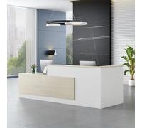 Heliosrider Bancone Negozio Moderna Bancone Reception Reception Ufficio Banco Cassa Multifunzionale per Ufficio Saloni Registratori di Cassa O Reception(Wood White-L,240 * 60 * 105CM)