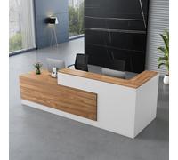 Heliosrider Bancone Negozio Moderna Bancone Reception Reception Ufficio Banco Cassa Multifunzionale per Ufficio Saloni Registratori di Cassa O Reception(Brown B-L,160 * 60 * 105CM)