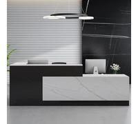 Heliosrider Bancone Negozio Moderna Bancone Reception Reception Ufficio Banco Cassa Multifunzionale per Ufficio Saloni Registratori di Cassa O Reception(White-R,160 * 60 * 105CM)