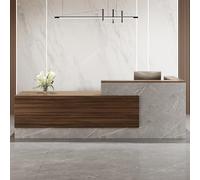 Heliosrider Bancone Reception, Bancone Negozio, Bancone Cassa, Reception Estetica, Reception Ufficio, Bancone Reception L, Legno, con Cassetto Tastiera, Mobili Ufficio(Brown B-L,86.61"/220cm)