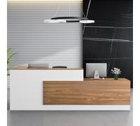 Heliosrider Bancone Reception, Bancone Negozio, Bancone Cassa, Reception Estetica, Reception Ufficio, Bancone Reception L, Legno, Con Cassetto Tastiera, Mobili Ufficio(White A-R,78.74"/200cm)
