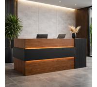 Heliosrider Moderno bancone di ricezione con cassetto e armadietto frontale per ufficio, salone, spa e vendita al dettaglio, piccole cassette per spazi limitati (F, 200 cm)