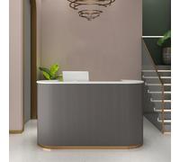 Heliosrider Reception Ufficio Banco Reception Bancone Negozio Reception Estetica Curva con Cassetti Bloccabili per Negozio di Abbigliamento Reception Dell'Azienda Caffetteria(Gray,120 * 60 * 100CM)