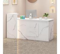Heliosrider Ufficio Reception Reception Bancone Tavolo Bancone Negozio Negozio Moderno Con Cassetti ConsenteRisparmiare Spazio Ed è Facile Da Installare(White-R,220x55x100CM)