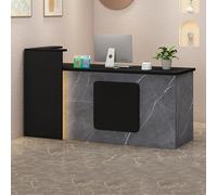 Heliosrider Ufficio Reception Reception Bancone Tavolo Bancone Negozio Negozio Moderno Con Cassetti ConsenteRisparmiare Spazio Ed è Facile Da Installare(Black C-R,260x55x100CM)