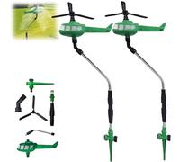 Helisoaker Helicopter Sprinkler, Helicopter Lawn Water Sprinkler, Decorative Sprinkler, Family Garden Rotating Sprinkler, Fun Yard Decor Attaches to Garden Hose to Even Watering (Green 2 pcs)