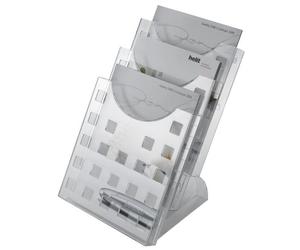 helit 3er Tisch-Prospekthalter, DIN A4 hoch, glasklar