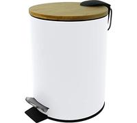 Helit H2404405 - Cestino a pedale the bamboo 3 L bianco