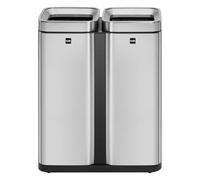 helit H2404700 - Portarifiuti gemello, 30L + 30L, acciaio inox, portarifiuti a 2 scomparti