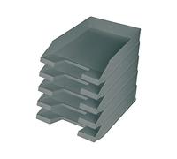 Helit H2661682 - Vaschetta porta lettere "the green staff", DIN A4-C4, in plastica riciclata certificata Angelo Azzurro, grigio chiaro, 5 pezzi