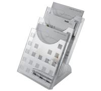 helit H6102702 - Espositore da tavolo the step grid DIN A4, 3 tasche