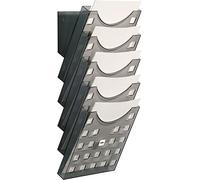 Helit H6103108 - supporto da parete porta opuscoli 5 PZ, DIN A4, patogenicità, Grigio/trasparente