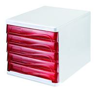 helit H6129420 - Cassettiera the wave rosso trasparente