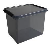 Helit H6165308 - Contenitore the comfort-line 52 L - grigio trasparente, contenitore con coperchio