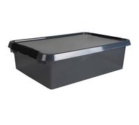 Helit H6165408 - Contenitore the comfort-line 32 L - grigio trasparente, contenitore con coperchio