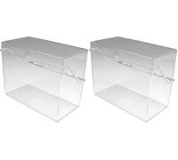 Helit H6214602 - Scatola portadocumenti per 400 schede, formato DIN A6 orizzontale, vetro trasparente (Confezione da 2)