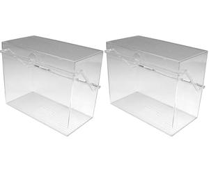 Helit H6214602 - Scatola portadocumenti per 400 schede, formato DIN A6 orizzontale, vetro trasparente (Confezione da 2)