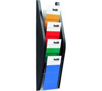 Helit H6270395 - Espositore ad arco, con 4 scomparti, formato 1/3 A4, nero/trasparente