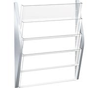 helit H6270400 - Espositore da parete ad arco "the arc" DIN A3 argento | 4 tasche per la presentazione di informazioni e documenti