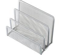 helit - Porta-lettere a 3 scomparti, in metallo, 140 x 70 x 97 mm, colore: argento