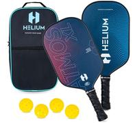 Helium Pro - Set di 2 racchette da pickleball in fibra di carbonio, certificate USAPA, struttura ad alta rotazione, nucleo leggero a nido d'ape (2 racchette, 4 palline, 1 borsa sportiva)