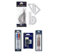 Helix Oxford Cancelleria Scuola Set Di 4 - Gomma, Affilacoltelli, Penne & Math