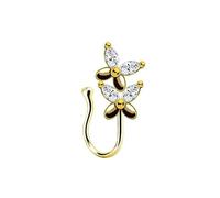 Helix Piercing Finto1 Pezzi 14G Rame Falso Clip su Gioielli con Piercing Finto Non Forato Fiore con zirconi cubici, Stile 14-Oro, 1.6mm