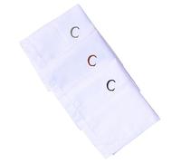 Hell Blues Fazzoletto da uomo con monogramma ricamato con iniziali, confezione da 3 pezzi, 100% cotone, misura king size, colore bianco, idea regalo, C, 9.5 x 9.5 inch