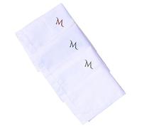 Hell Blues Fazzoletto da uomo con monogramma ricamato con iniziali, confezione da 3 pezzi, 100% cotone, misura king size, colore bianco, idea regalo, M1., 9.5 x 9.5 inch